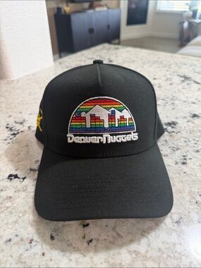 New Era Denver Nuggets Black Snapback Hat with Rainbow Logo